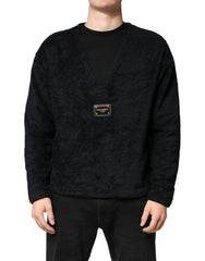 Dolce & Gabbana Black Cotton V-Neck Men Sweatshirt Sweater - IT46 | S