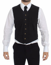 Dolce & Gabbana Black Cotton Viscose Dress Vest Blazer - Vests