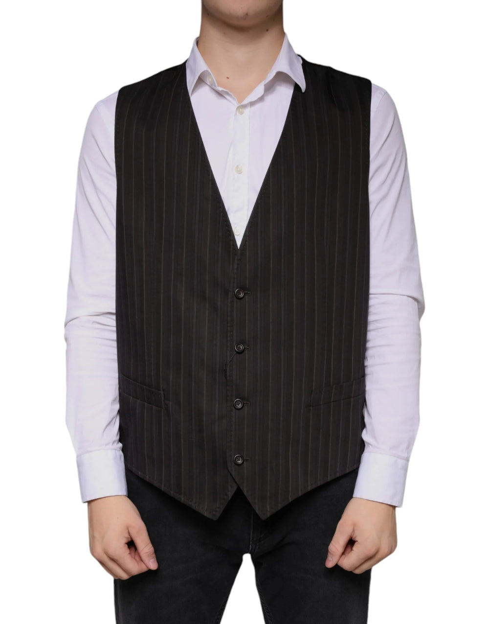 Dolce & Gabbana Black Cotton Waistcoat Dress Formal Vest - IT56 | XXL - Vests