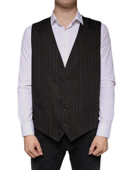 Dolce & Gabbana Black Cotton Waistcoat Dress Formal Vest - IT56 | XXL - Vests