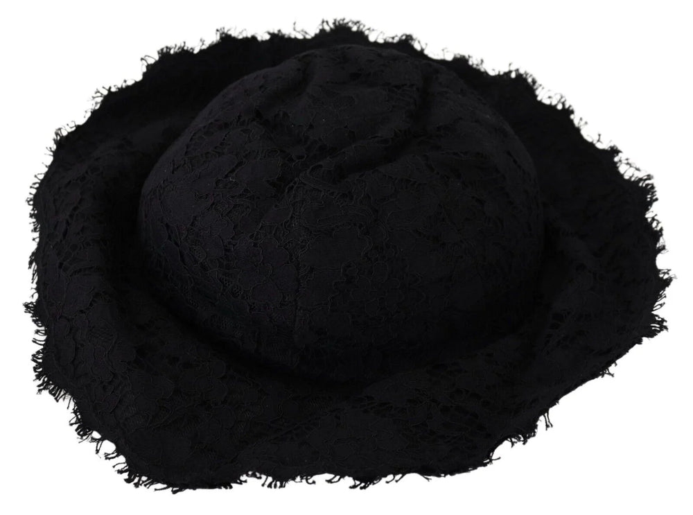 Dolce & Gabbana Black Cotton Wide Brim Shade Hat - 57 cm|S - Sun Hats