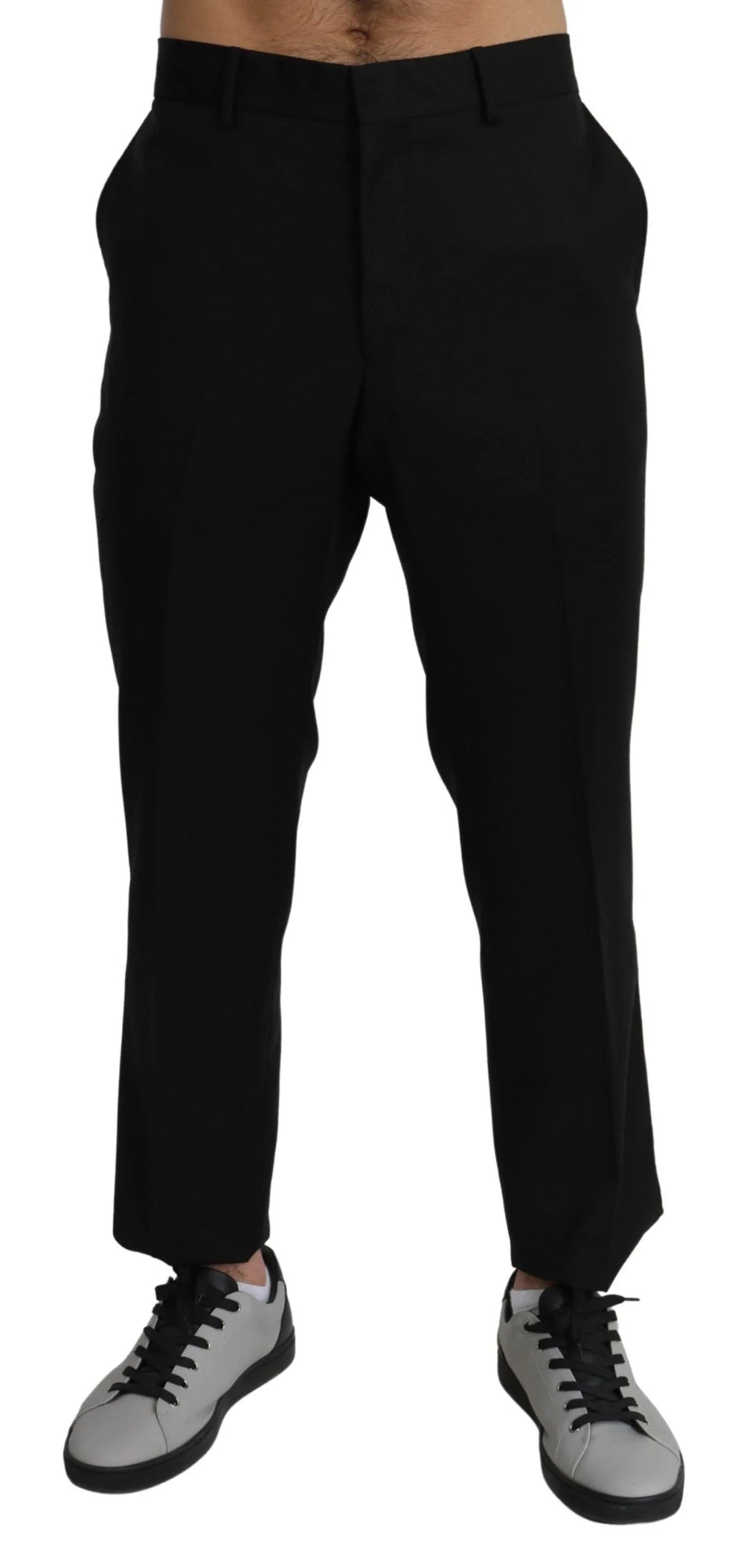 Dolce & Gabbana Black Cotton Wool Formal Dress Pants - IT56 | XL - Trousers
