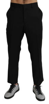 Dolce & Gabbana Black Cotton Wool Formal Dress Pants - IT56 | XL - Trousers