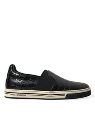 Dolce & Gabbana Black Croc Exotic Leather Sneakers Shoes - EU40/US7 - Sneakers