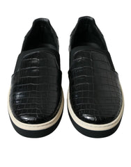 Dolce & Gabbana Black Croc Exotic Leather Sneakers Shoes - EU40/US7 - Sneakers