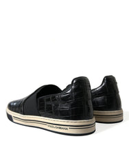 Dolce & Gabbana Black Croc Exotic Leather Sneakers Shoes - EU40/US7 - Sneakers