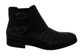 Dolce & Gabbana Black Crocodile Leather Derby Boots Shoes - Boots