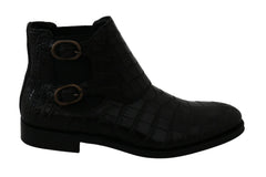 Dolce & Gabbana Black Crocodile Leather Derby Boots Shoes - Boots