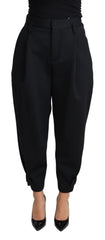 Dolce & Gabbana Black Cropped Dress High Waist Polyester Pants - IT40|S - Trousers