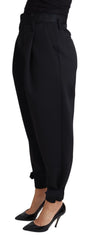 Dolce & Gabbana Black Cropped Dress High Waist Polyester Pants - IT40|S - Trousers