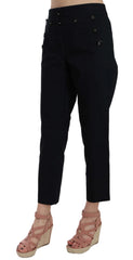 Dolce & Gabbana Black Cropped Front Button Embellished Pants - Trousers