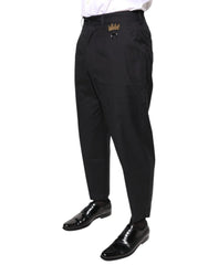 Dolce & Gabbana Black Crown Cotton Dress Pants - IT46 | S - Trousers