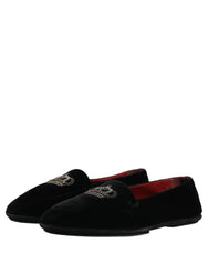 Dolce & Gabbana Μαύρα Λοφέρ Με Κόσμημα Στέμμα - EU44/US11