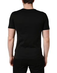 Dolce & Gabbana Black Crown Embroidery Men Crew Neck T-shirt - IT44 | XS