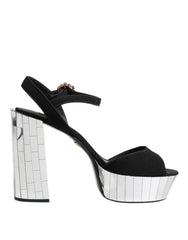 Dolce & Gabbana Black Crystal Ankle Strap Keira Sandal Shoes - Sandals