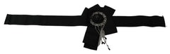 Dolce & Gabbana Black Crystal Brooch Wide Wai SATORIA Belt - Belts