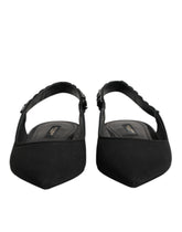 Dolce & Gabbana Black Crystal Charmeuse Slingback Shoes - EU37/US6.5