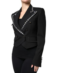 Dolce & Gabbana Black Crystal Double Breasted Blazer Jacket - IT40|S - Coats & Jackets