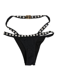 Dolce & Gabbana Black Crystal Embellished Bikini Bottom Swimwear - IT3 | M