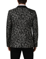 Dolce & Gabbana Black Crystal Embellished Coat Blazer Jacket - IT52 | XL