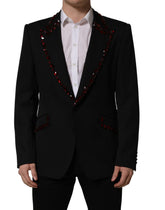 Dolce & Gabbana Fekete Kristályos Kabát Blazer Jakat - IT54 | XL
