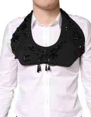 Dolce & Gabbana Black Crystal Embellished Crop Waistcoat One Size Vest - One Size