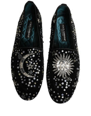 Dolce & Gabbana Black Crystal Embellished Dress Loafers Shoes - EU44/US11