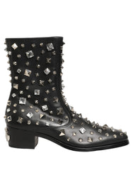 Dolce & Gabbana Mustat Kristallikoristeiset Lyhyet Saappaat – EU44/US11
