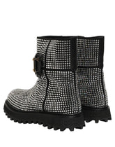Dolce & Gabbana Black Crystal Embellished Short Boots Shoes - EU44/US11
