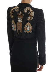 Dolce & Gabbana Black Crystal Fairy Tale Blazer Jacket - Coats & Jackets