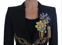 Dolce & Gabbana Black Crystal Fairy Tale Blazer Jacket - Coats & Jackets