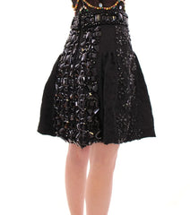 Dolce & Gabbana Black Crystal Handmade Above Knee Skirt - IT42|M - Skirts