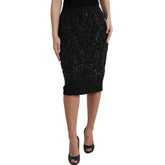 Dolce & Gabbana Black Crystal Handmade Knee Pencil Skirt - IT42|M - Skirts