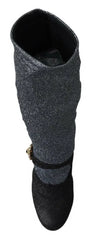 Dolce & Gabbana Black Crystal Mary Janes Booties Shoes
