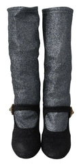 Dolce & Gabbana Black Crystal Mary Janes Booties Shoes - Boots