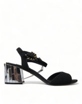 Dolce & Gabbana Black Crystals Ankle Strap Sandals Shoes - EU35/US4.5 - Sandals