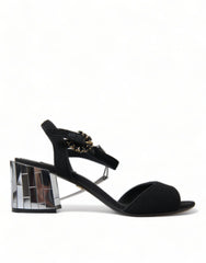 Dolce & Gabbana Black Crystals Ankle Strap Sandals Shoes - EU35/US4.5 - Sandals