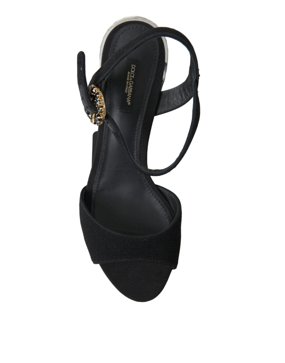 Dolce & Gabbana Black Crystals Ankle Strap Sandals Shoes - EU35/US4.5