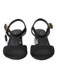 Dolce & Gabbana Black Crystals Ankle Strap Sandals Shoes - EU35/US4.5