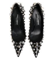 Dolce & Gabbana Black Crystals Studs Stiletto Pumps Shoes - EU39/US8.5 - Heels