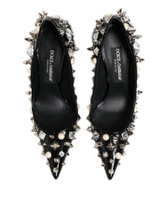 Dolce & Gabbana Black Crystals Studs Stiletto Pumps Shoes - EU39/US8.5 - Heels