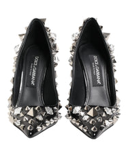 Dolce & Gabbana Black Crystals Studs Stiletto Pumps Shoes - EU39/US8.5 - Heels