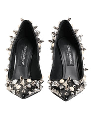 Dolce & Gabbana Black Crystals Studs Stiletto Pumps Shoes - EU39/US8.5 - Heels