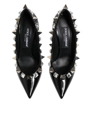 Dolce & Gabbana Black Crystals Studs Stiletto Pumps Shoes - EU39/US8.5 - Heels