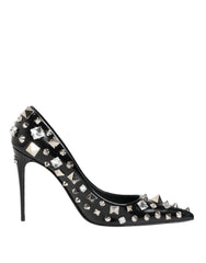 Dolce & Gabbana Black Crystals Studs Stiletto Pumps Shoes - EU39/US8.5 - Heels