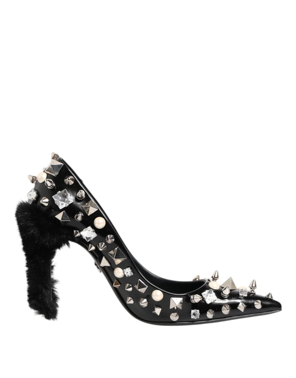 Dolce & Gabbana Black Crystals Studs Stiletto Pumps Shoes - EU39/US8.5 - Heels