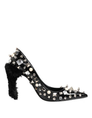 Dolce & Gabbana Black Crystals Studs Stiletto Pumps Shoes - EU39/US8.5 - Heels