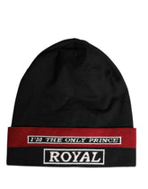 Dolce & Gabbana Black Cuffed ’I’M THE ONLY PRINCE ROYAL’ Beanie Hat - Beanies
