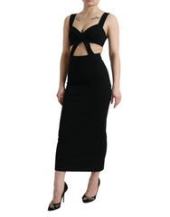 Dolce & Gabbana Black Cut Out Sleeveless Bodycon Midi Dress - IT38 | XS - Dresses
