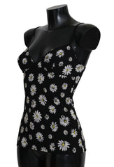 Dolce & Gabbana Black Daisy Print Dress Lingerie Chemisole - IT2 | S - Women’s Underwear Slips